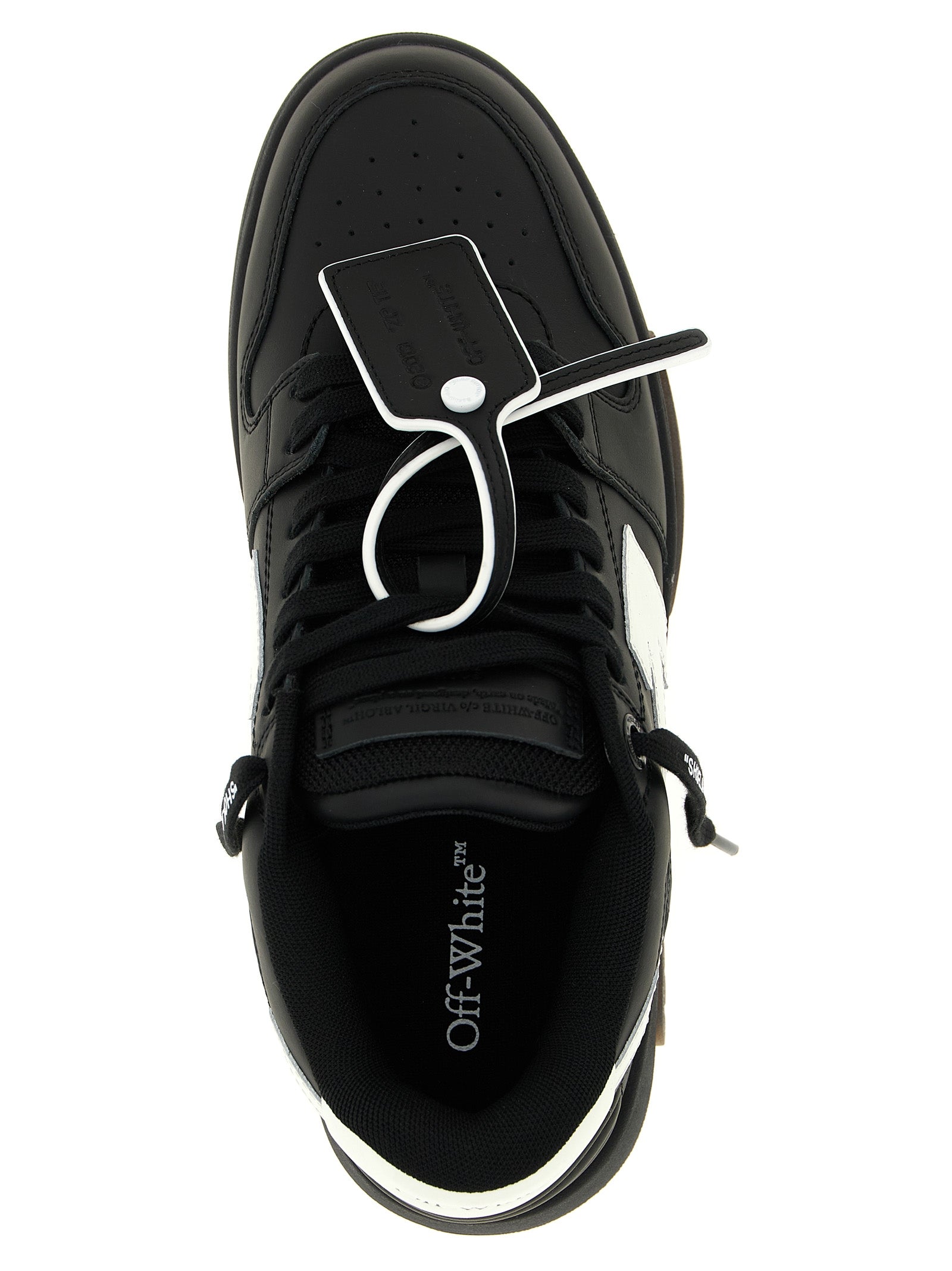 Step into a world of luxury with Off-White Bicolor Recycled Polyester Low Top Sneakers, where sustainable craftsmanship meets striking design for the discerning trendsetter.