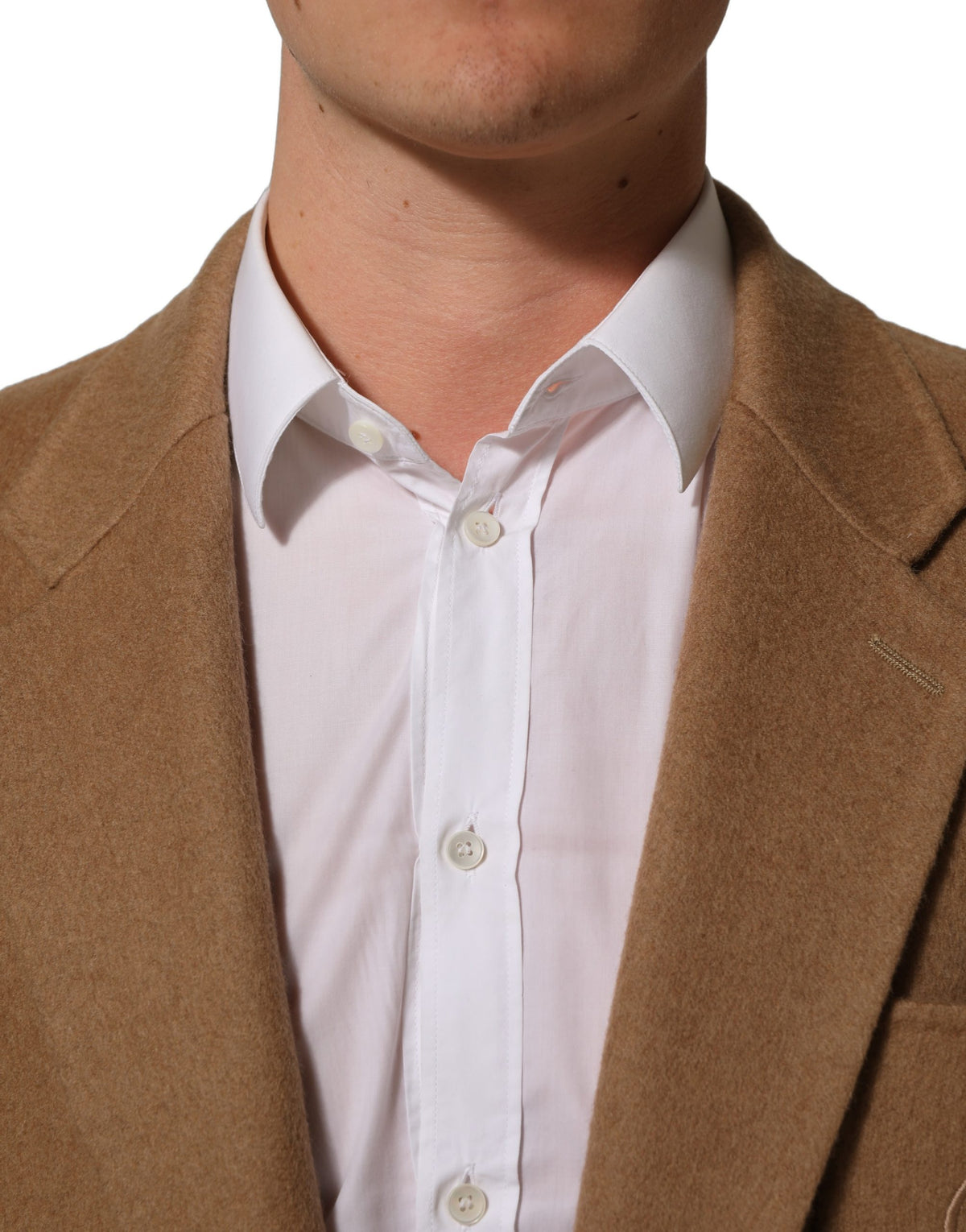 Dolce & Gabbana Brown Camel Leather Suit Jacket for Timeless Elegance