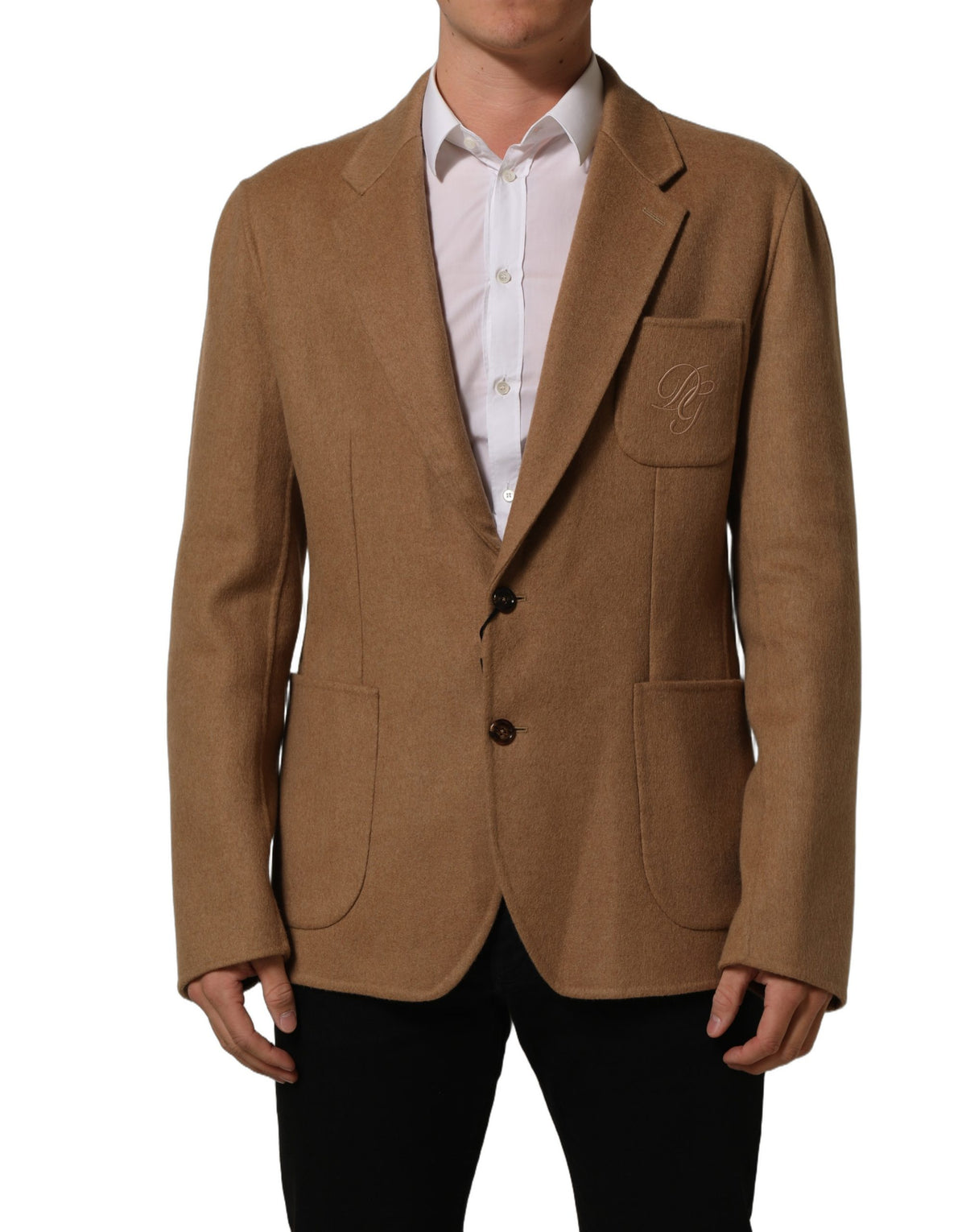Dolce & Gabbana Brown Camel Leather Suit Jacket for Timeless Elegance