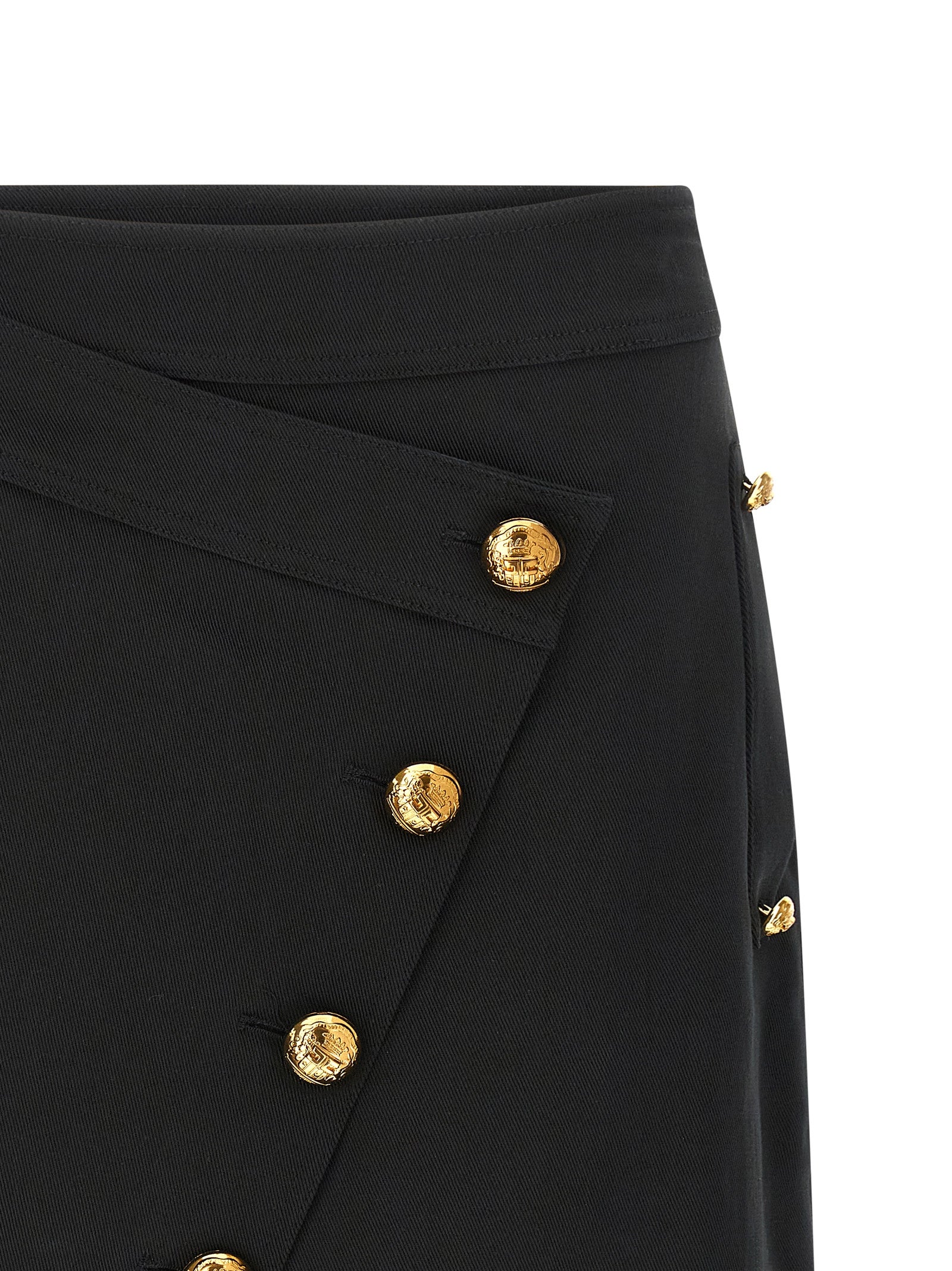 Elisabetta Franchi Black Cotton Long Skirt