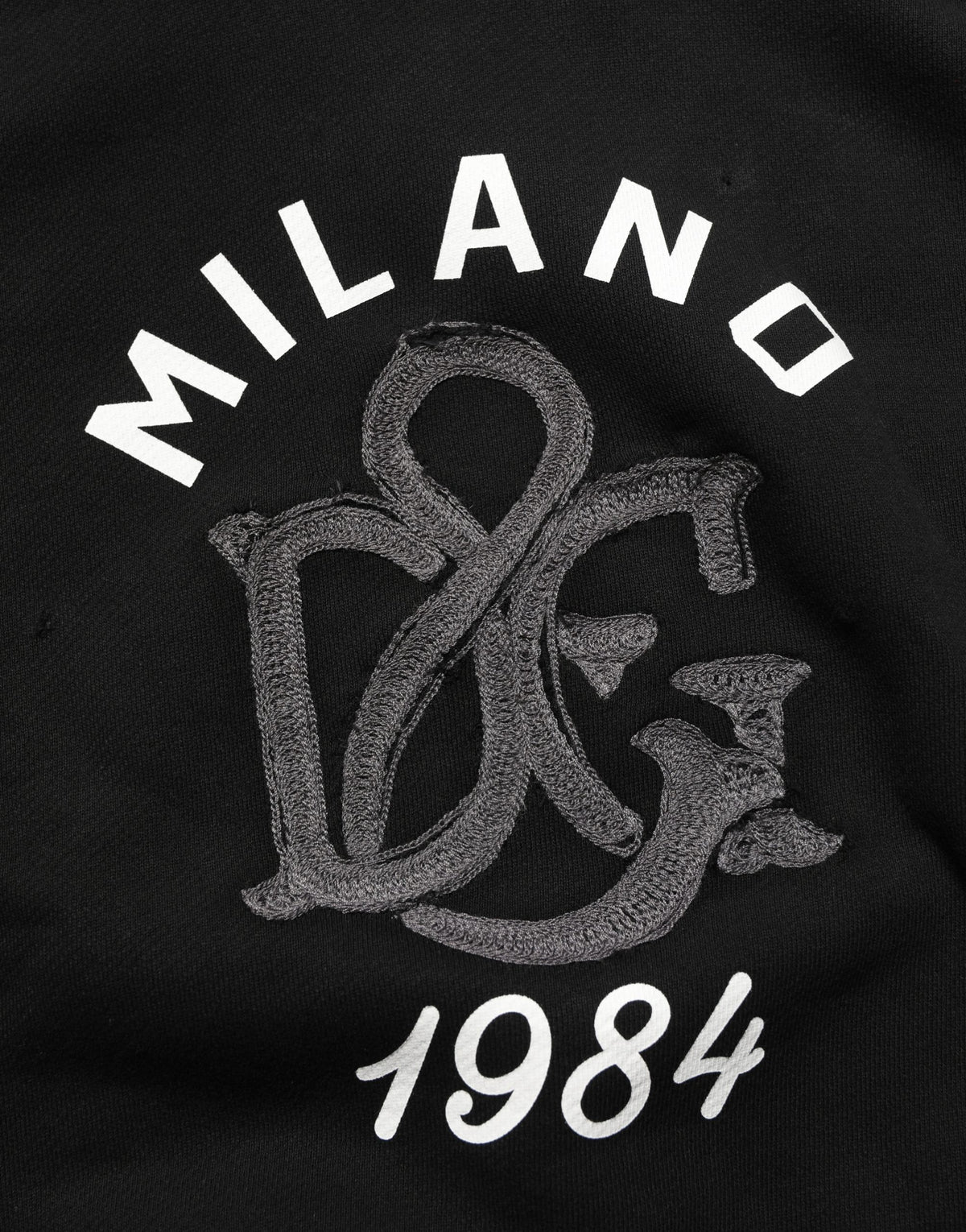 Dolce & Gabbana Black Cotton Milano1984 Print Hoodie Elegance