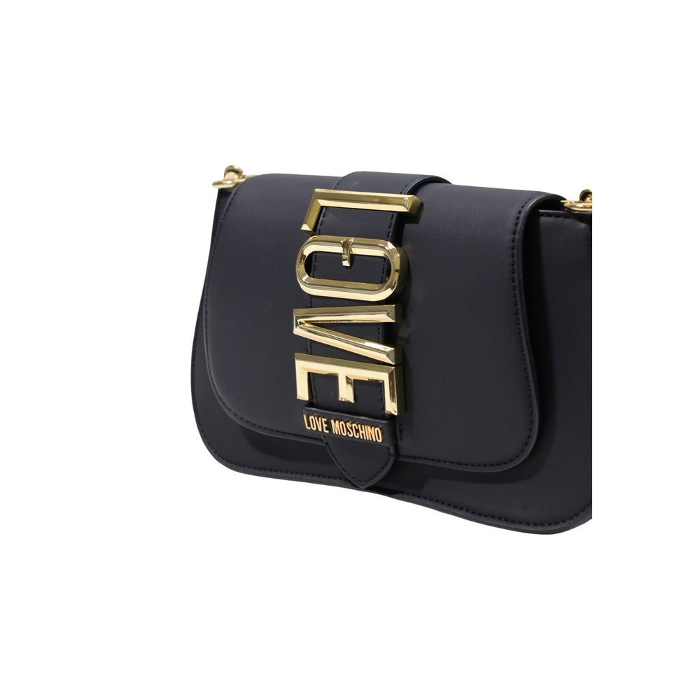 Elevate your style with the Love Moschino Black Polyethylene Handbag from the FW26 collection, a masterpiece of elegance and versatility crafted for the discerning individual.