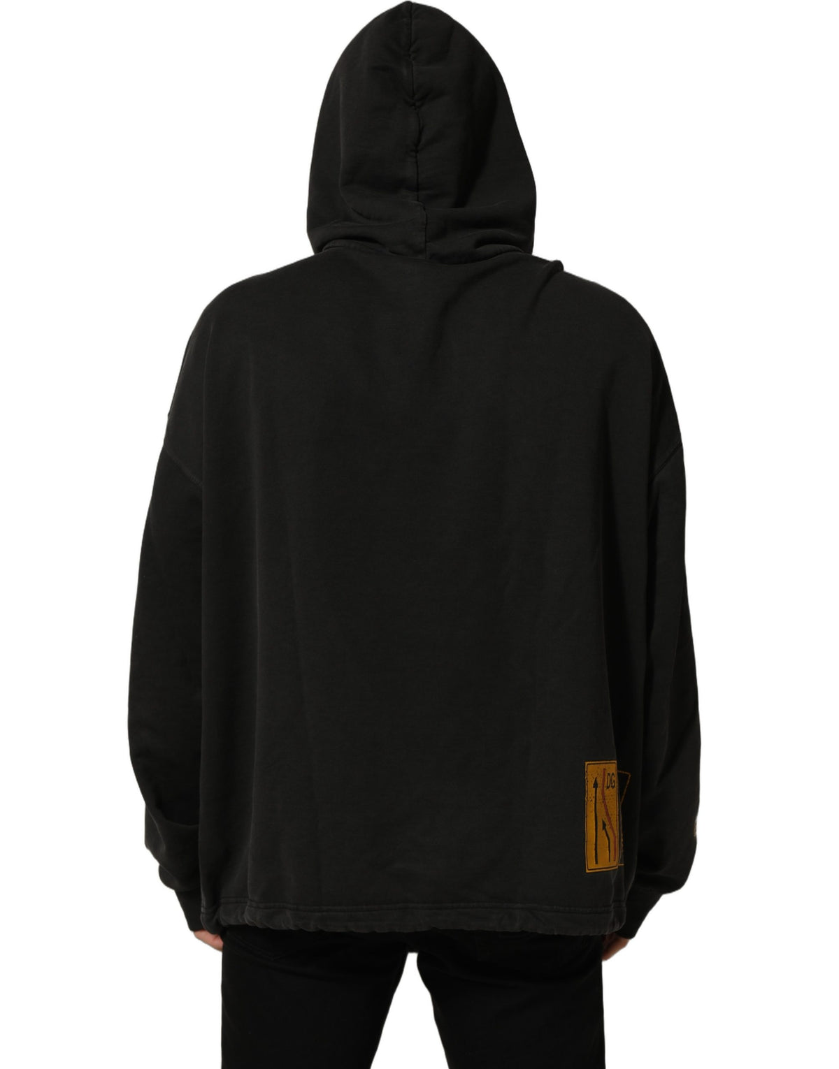 Elevate your wardrobe with the Dolce & Gabbana Black Cotton Logo Hooded Oversize Sweater, a luxurious blend of comfort and style, crafted for discerning tastes.