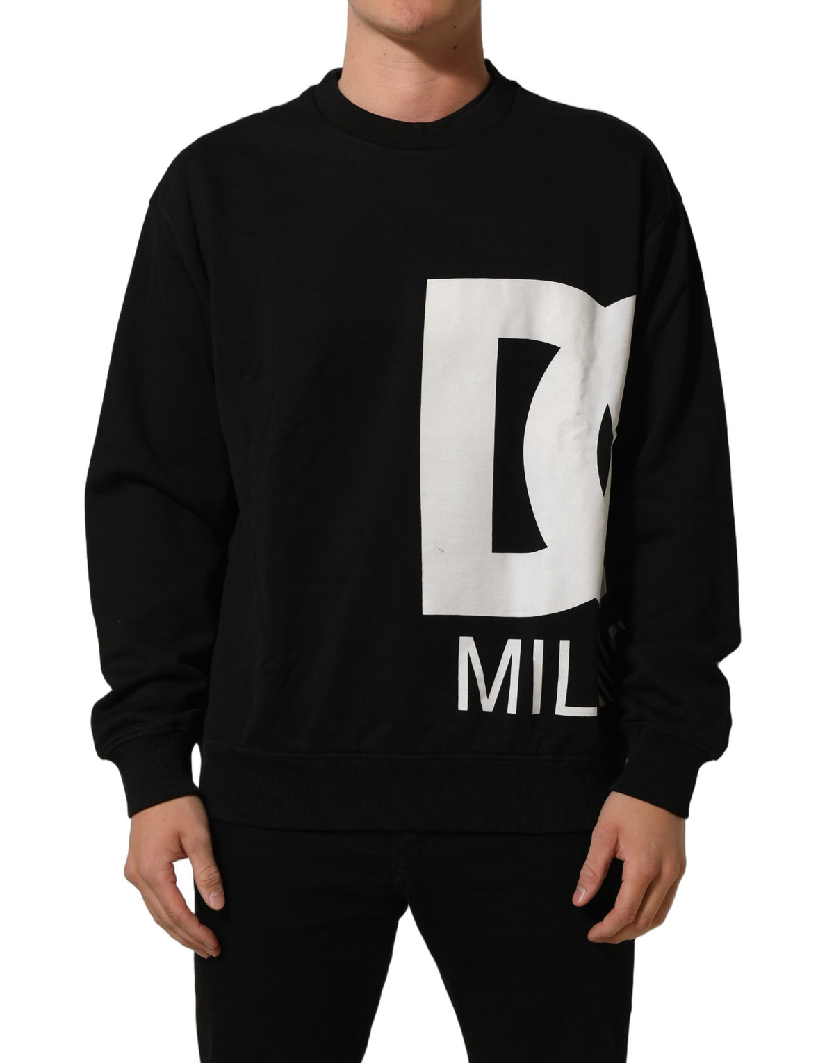 Dolce & Gabbana Black Cotton Logo Print Sweatshirt - Timeless Luxury