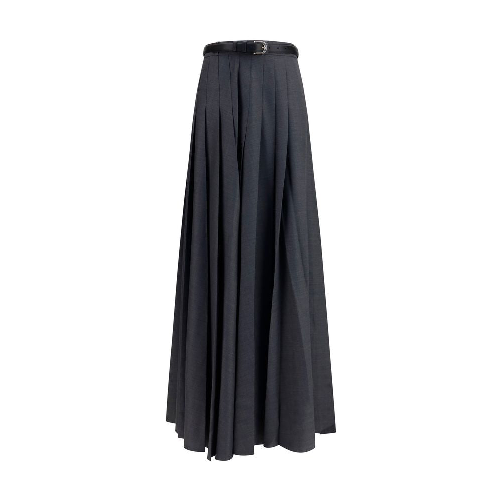 Self-Portrait Gray Polyester Long Skirt - Timeless Elegance