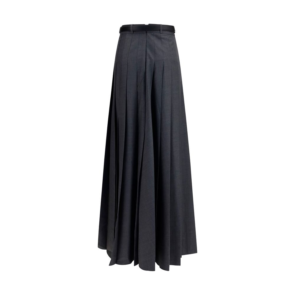 Self-Portrait Gray Polyester Long Skirt - Timeless Elegance