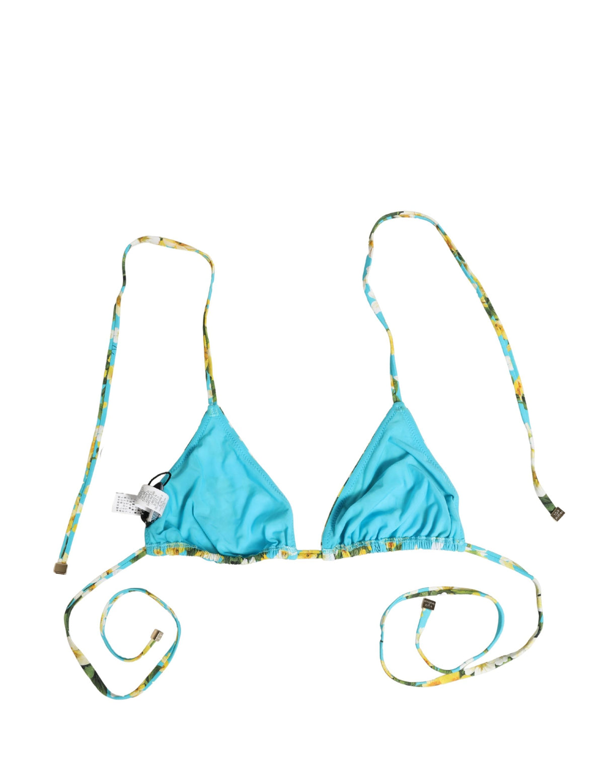 Dolce & Gabbana Blue Floral Halter Bikini Top - Luxury Swimwear