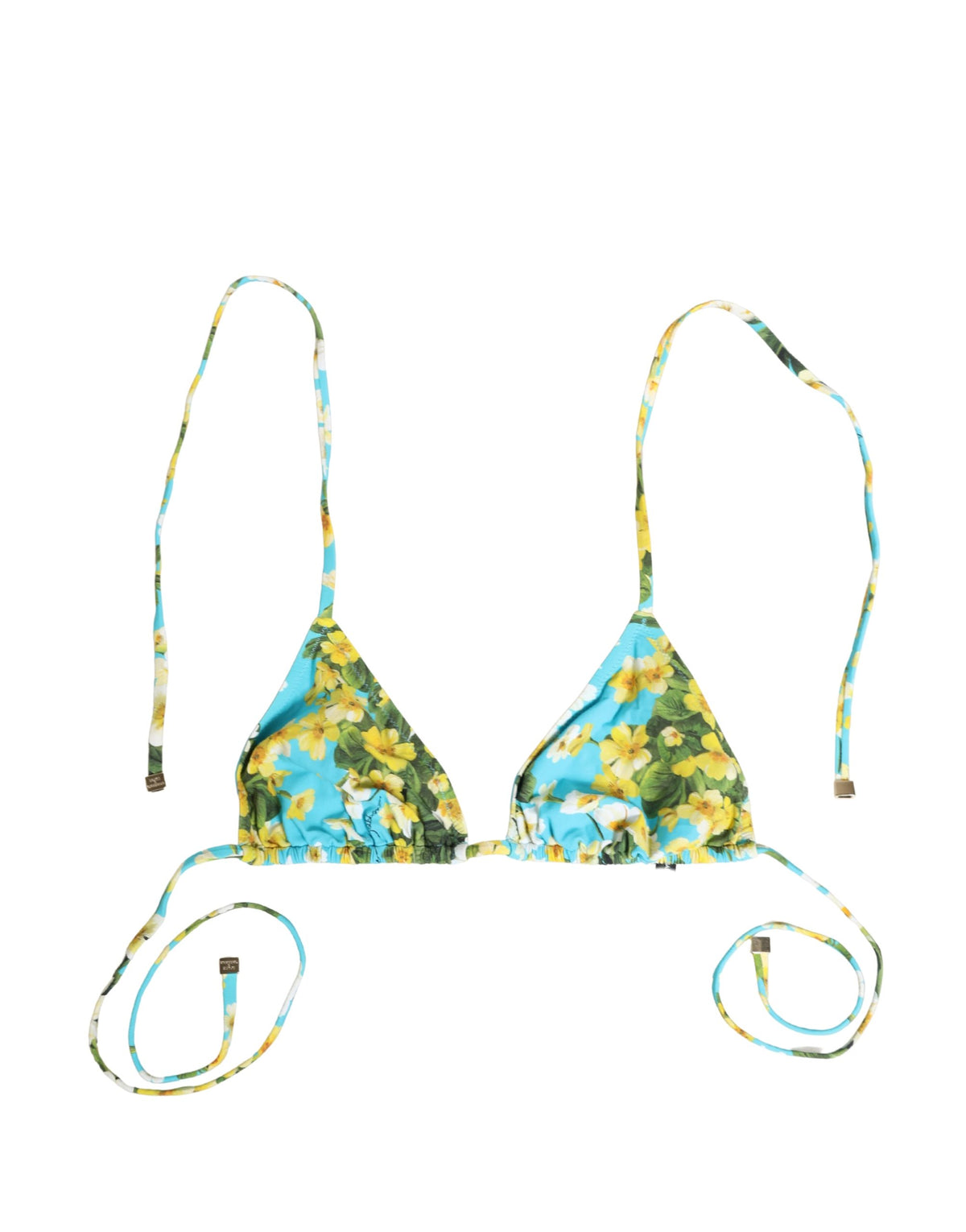 Dolce & Gabbana Blue Floral Print Halter Bikini Top - Luxury Swimwear