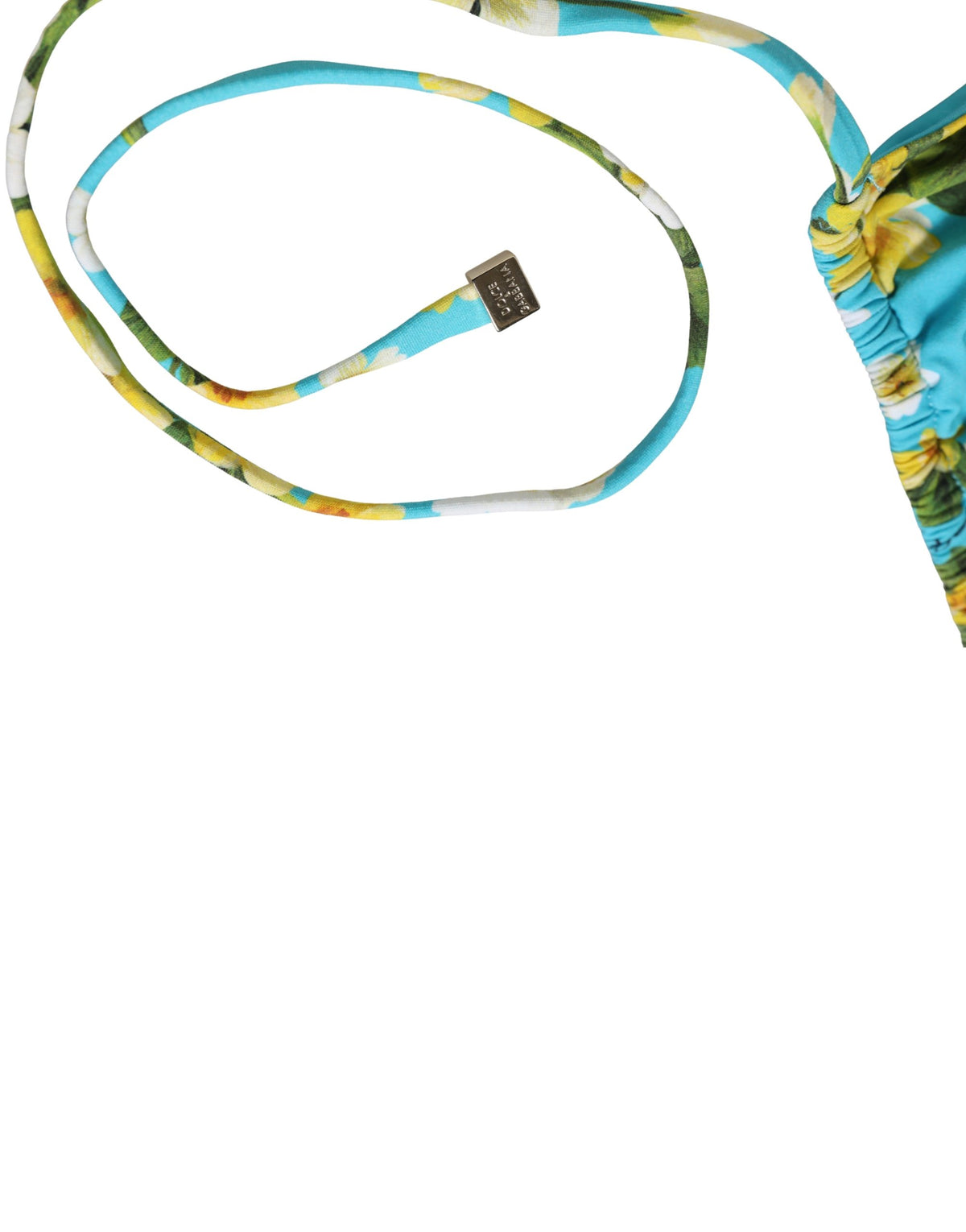 Dolce & Gabbana Blue Floral Print Halter Bikini Top - Luxury Swimwear