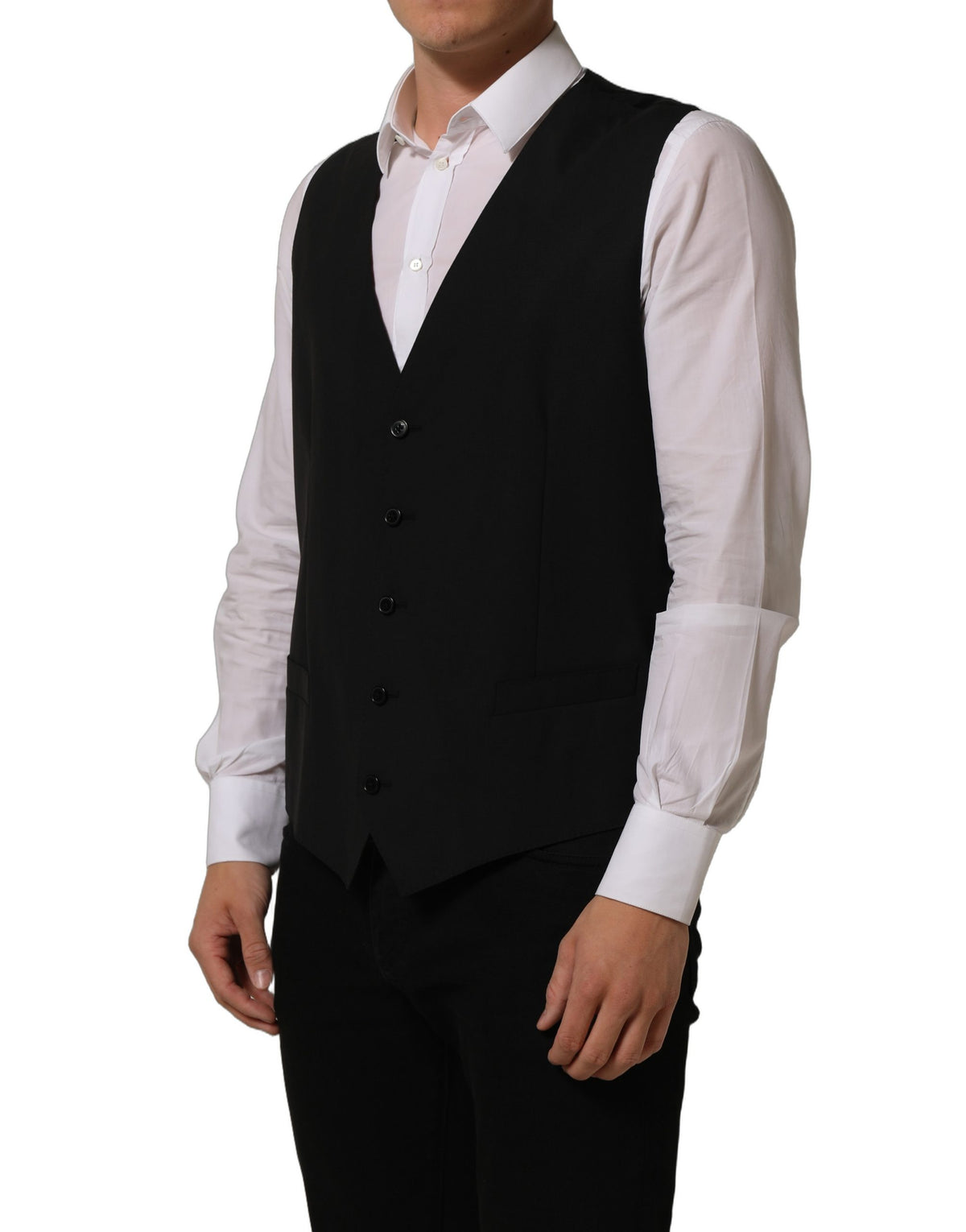 Dolce & Gabbana Black Wool Waistcoat - Timeless Elegance