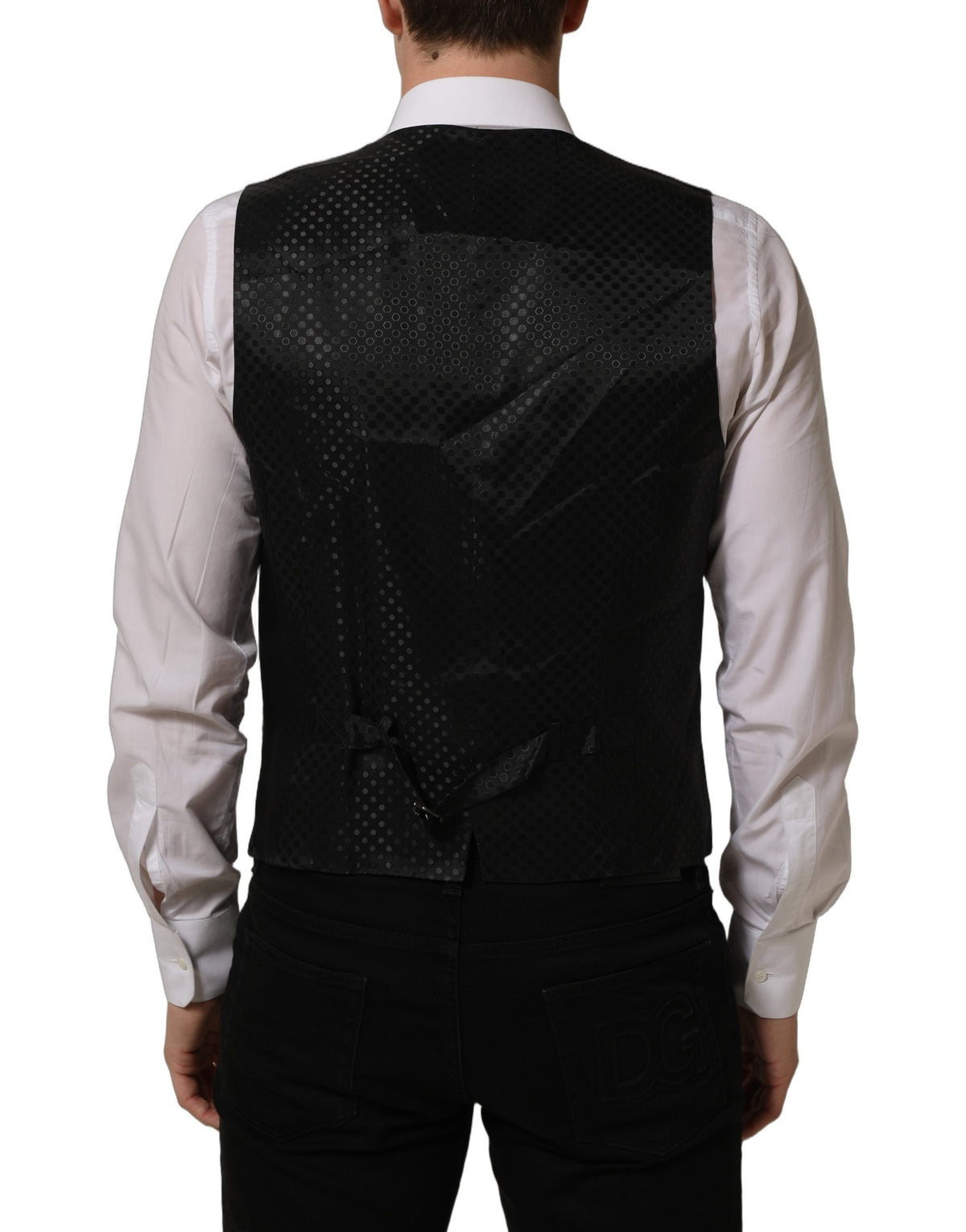 Dolce & Gabbana Black Wool Stretch Waistcoat for Timeless Elegance