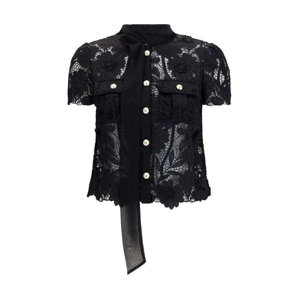 Self-Portrait Black Polyester Blouse - Timeless Elegance Awaits