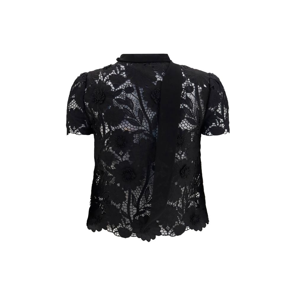 Self-Portrait Black Polyester Blouse - Timeless Elegance Awaits