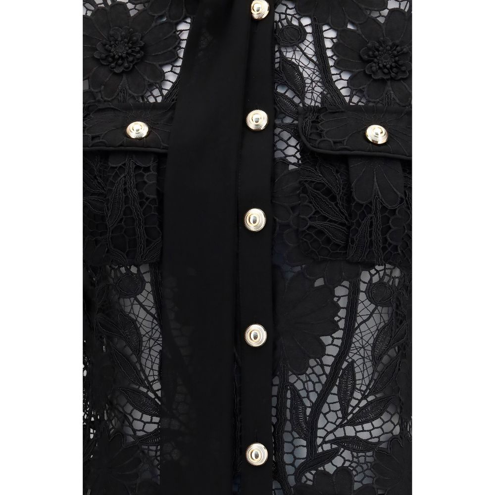 Self-Portrait Black Polyester Blouse - Timeless Elegance Awaits