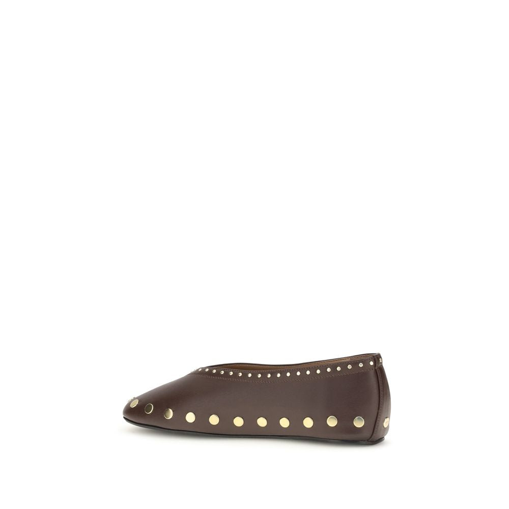 Ganni Brown Cotton Ballet Flats - Elevate Your Luxe Style