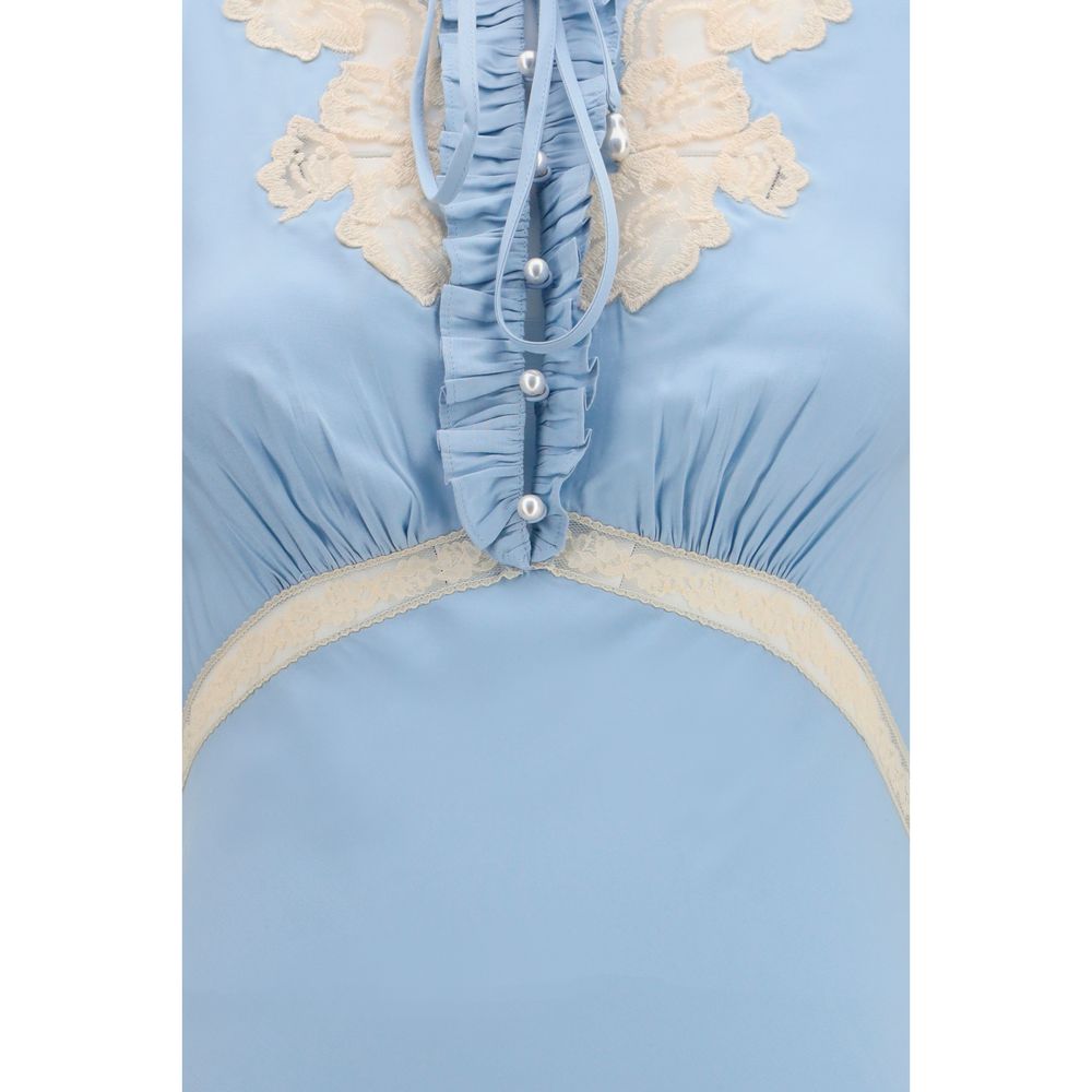 Self-Portrait Blue Viscose Casual Dress