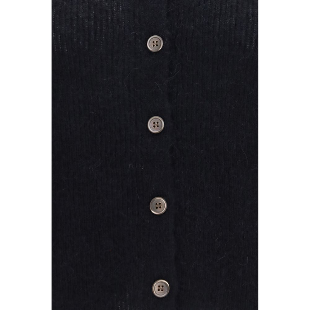Elevate your style with the Our Legacy Black Alpaca Vicugna Pacos Cardigan, a luxurious blend of alpaca and merino wool, embodying sophistication and timeless elegance.