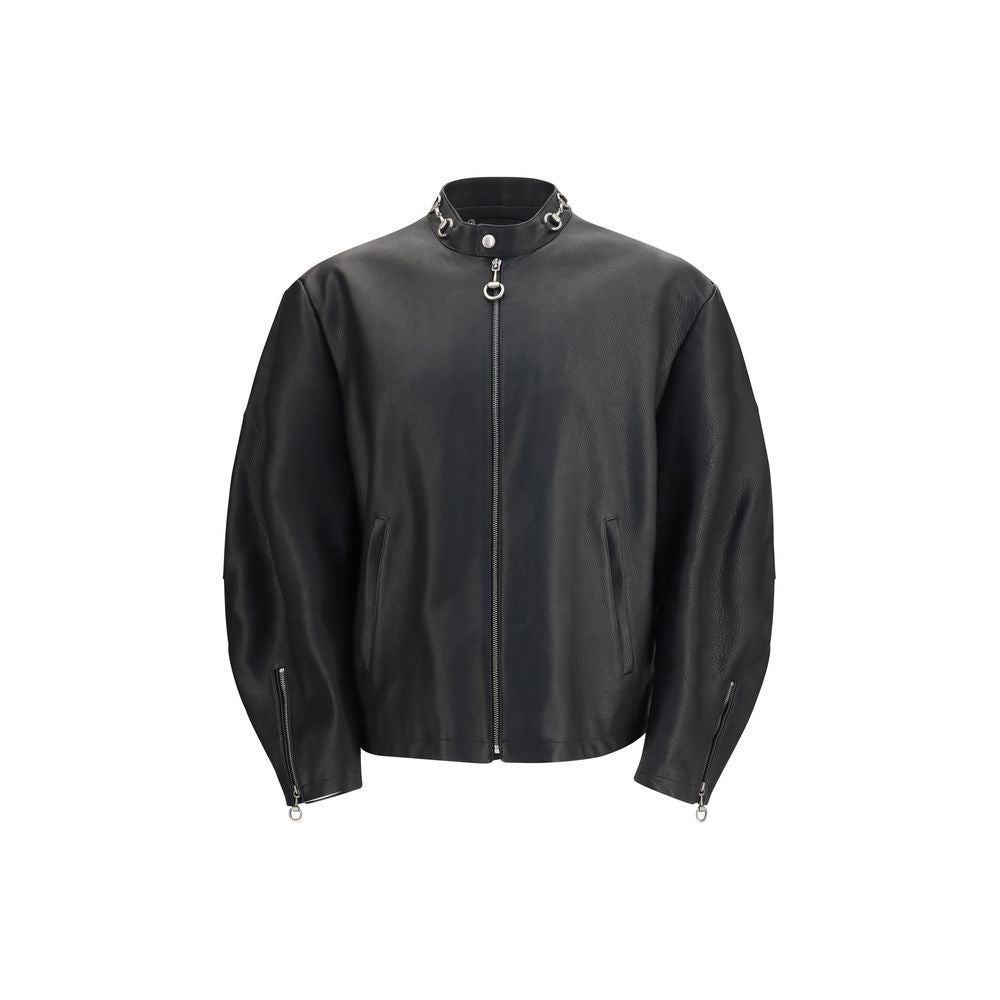 Experience the allure of the Gucci Black Calf Leather Bos Taurus Biker Jacket, where luxurious craftsmanship meets timeless style, perfect for the discerning individual.