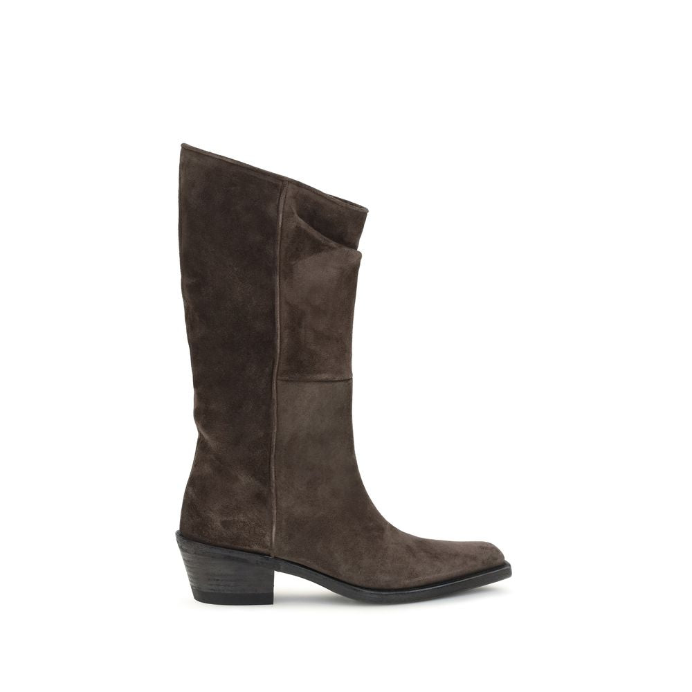 Elevate your style with Khaite Brown Leather Ankle Boots, crafted from luxurious chamois leather, blending timeless elegance with modern sophistication for every occasion.