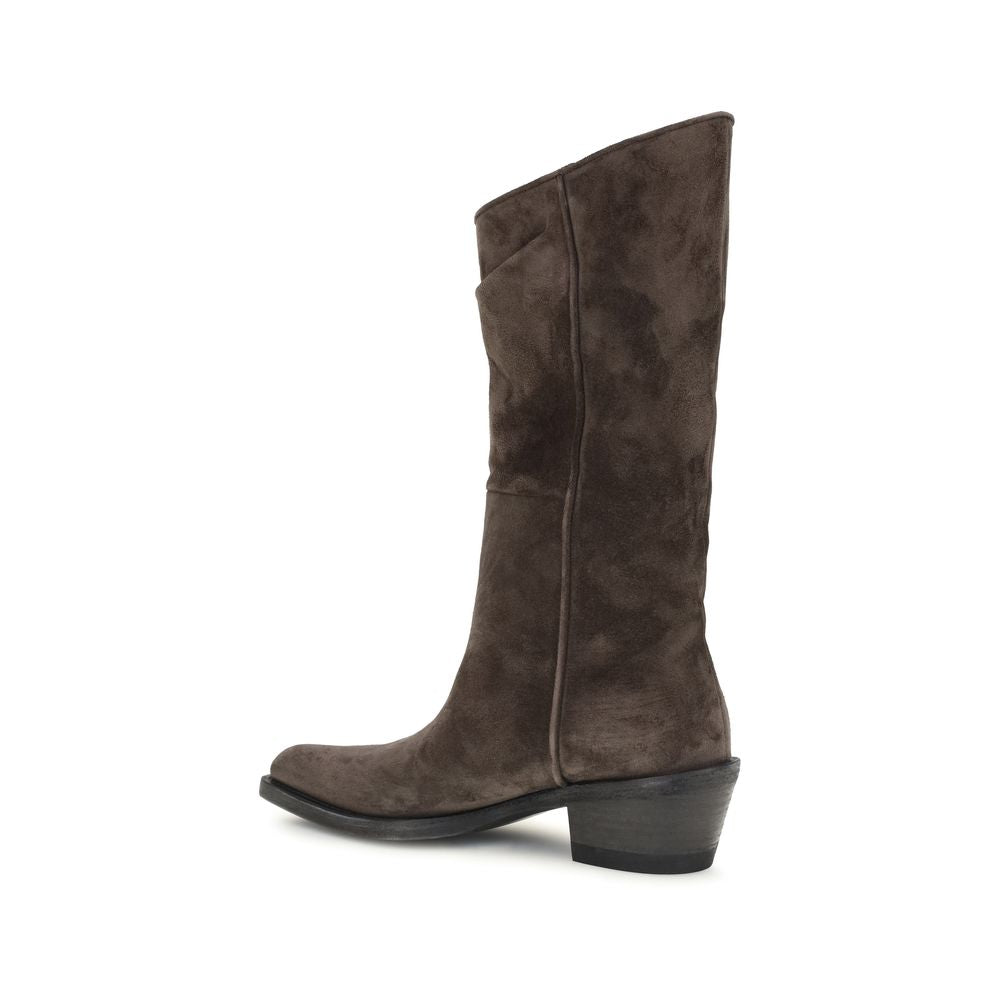 Indulge in the exquisite Khaite Brown Leather Ankle Boots, crafted from luxurious chamois leather, embodying timeless elegance and unparalleled comfort for every occasion.