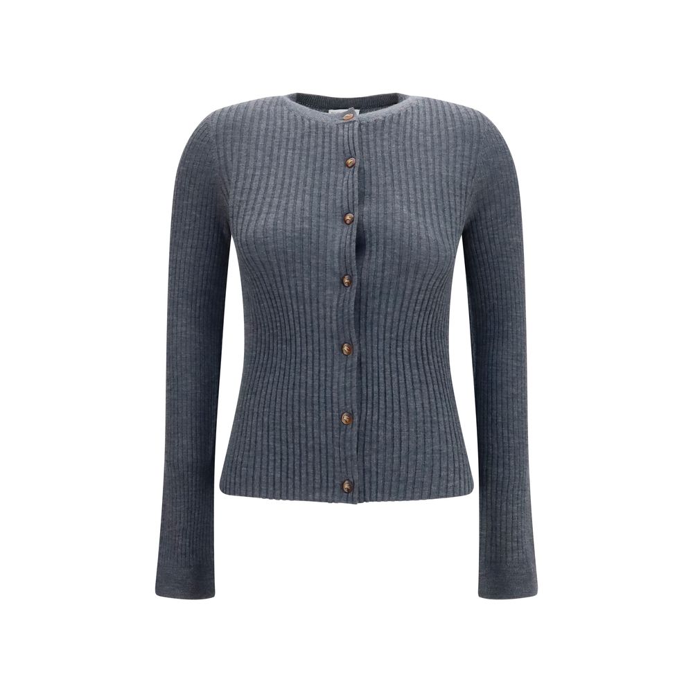 Indulge in the Burberry Gray Cashmere Cardigan, a masterpiece of 100% cashmere that redefines luxury, offering timeless elegance for the discerning individual.