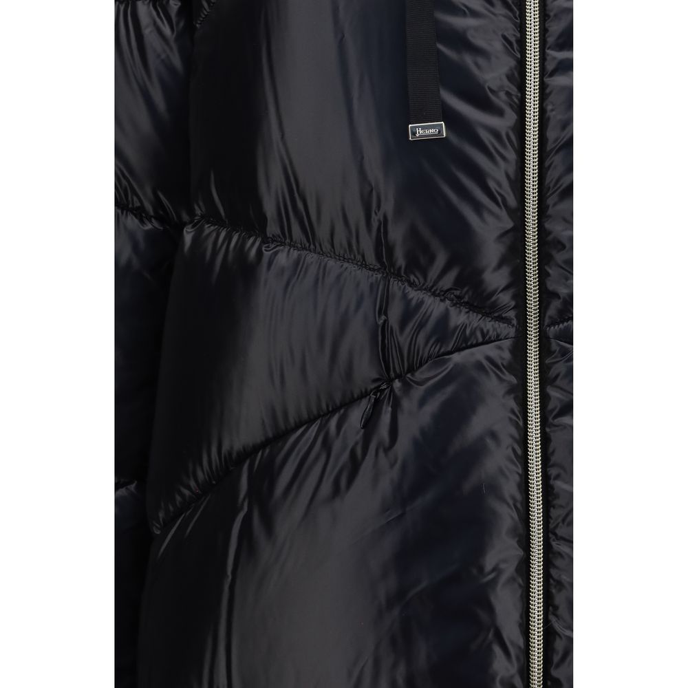 Elevate your winter elegance with the Herno Black Polyamide Full-Length Jacket, a luxurious blend of warmth and sophistication, perfect for the discerning individual.