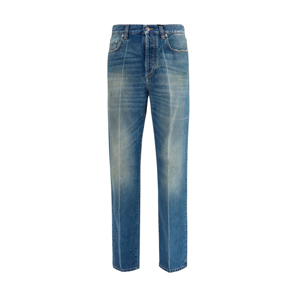 Versace Blue Cotton Straight-Leg Jeans