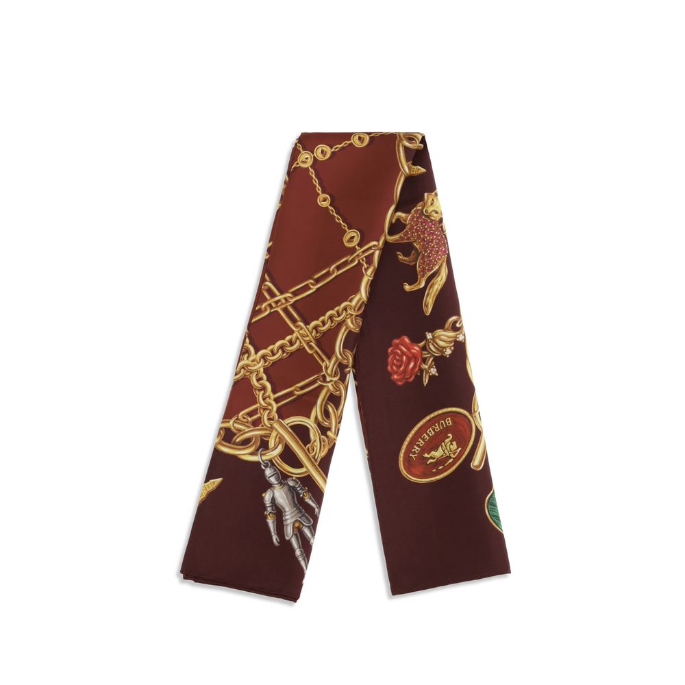 Burberry Bordeaux Silk Scarf - Exquisite Luxury Accessory
