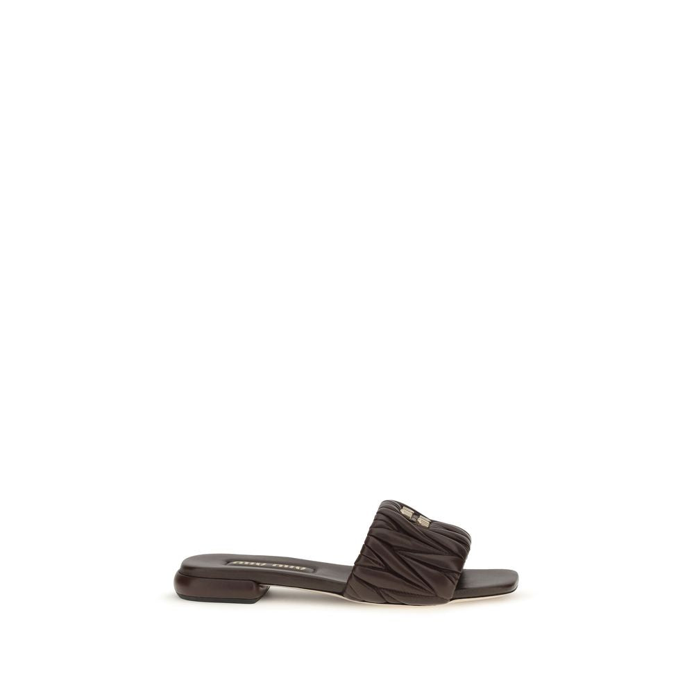 Miu Miu Brown Calf Leather Flat Sandals – Luxury Redefined