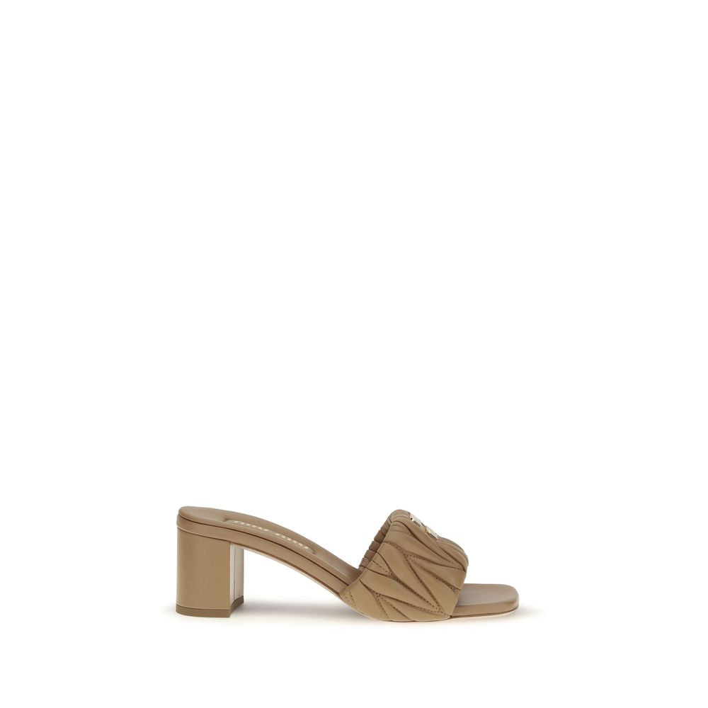Miu Miu Beige Lamb Ovis Aries Platform Sandals - Luxury Elegance