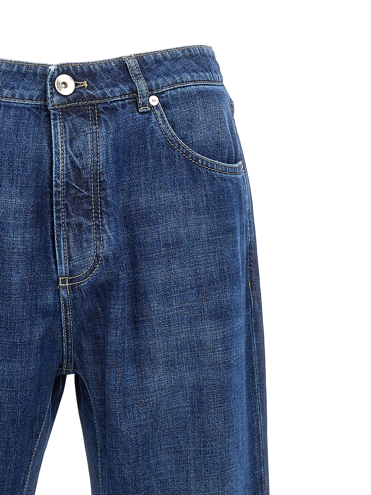 Indulge in the exquisite Brunello Cucinelli Blue Cotton Relaxed Fit Jeans, where Italian craftsmanship meets timeless elegance, perfect for the discerning individual.