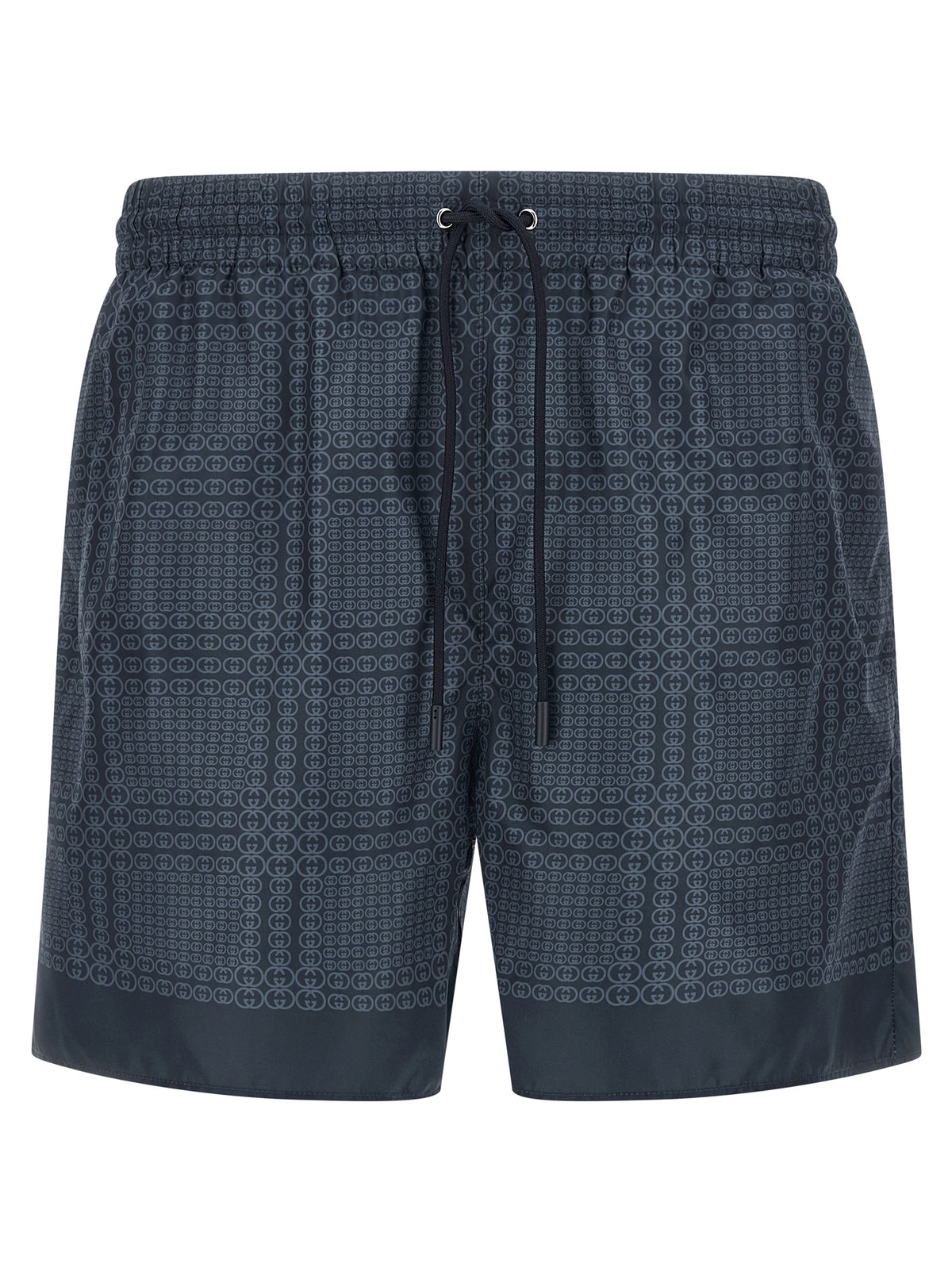 Elevate your swimwear collection with the Gucci Blue Polyester Swim Shorts, crafted from luxurious technical poplin, featuring a striking all-over print for a sophisticated poolside presence.