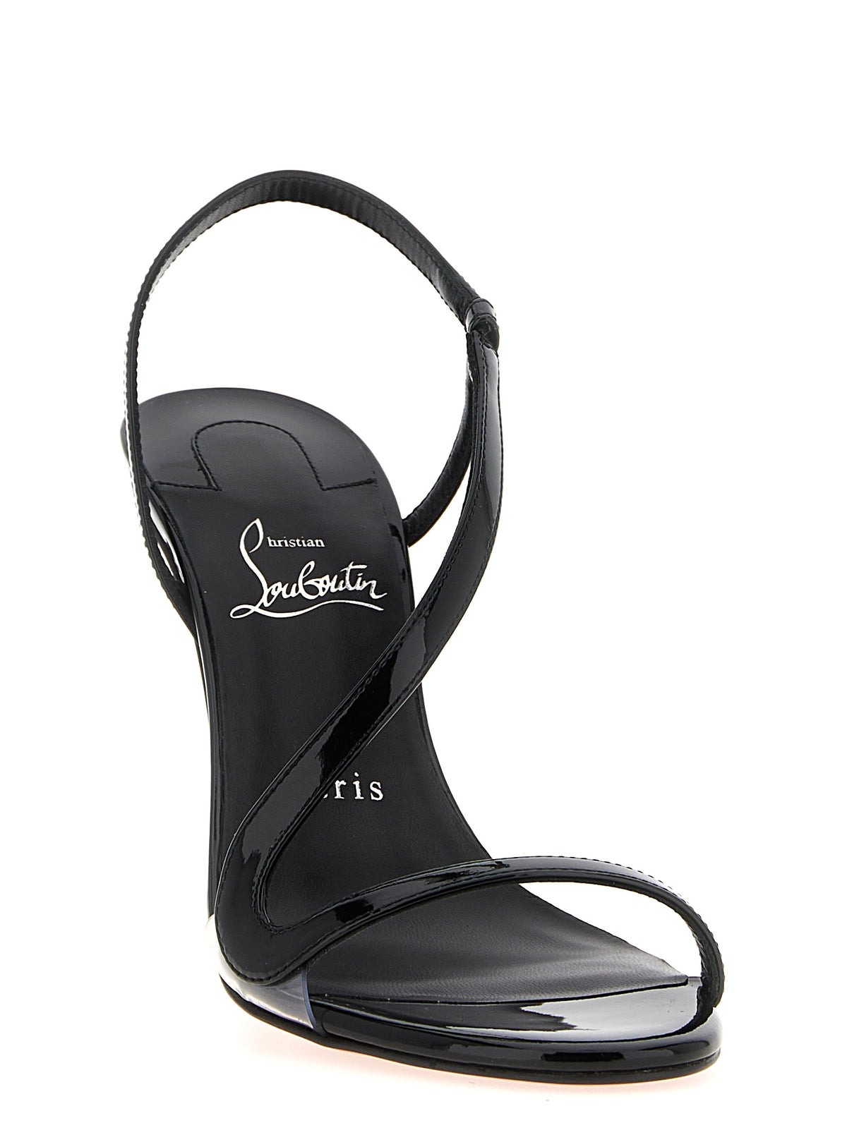Elevate your elegance with Christian Louboutin's Black Calfskin Stiletto Heel Sandals, a masterful blend of luxury and artistry, perfect for the discerning individual.