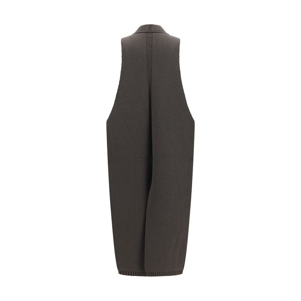 Indulge in the elegance of the Rick Owens Gray Wool Oves Aries Sleeveless Jacket, crafted from luxurious fleece wool and shearling for timeless sophistication.
