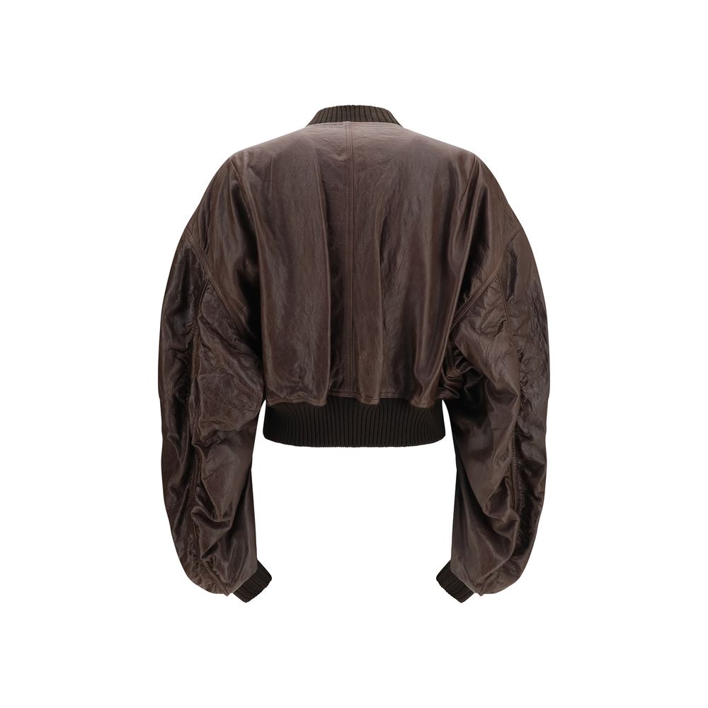 Rick Owens Brown Calf Leather Bos Taurus Bomber Jacket