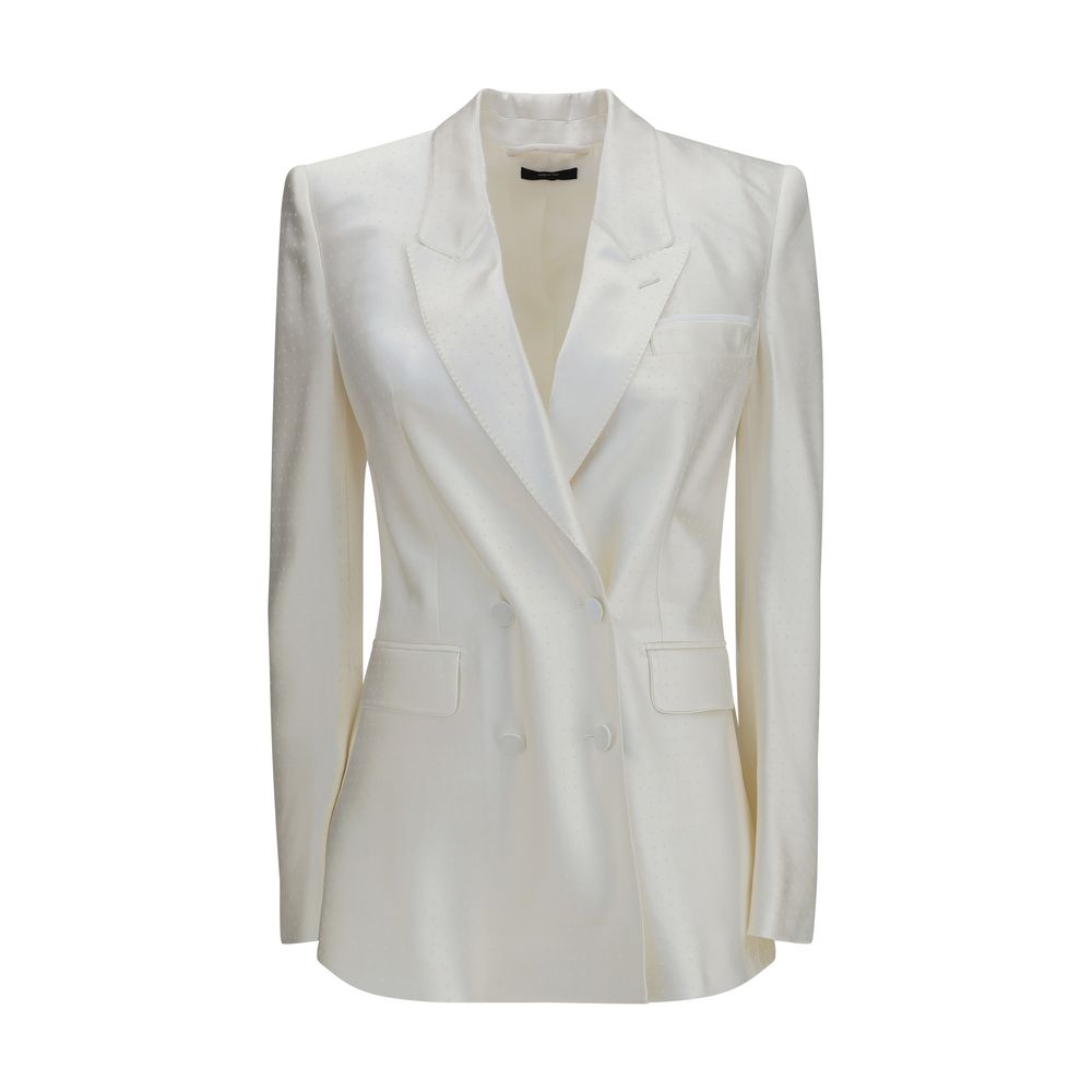 Elevate your style with the Tom Ford Beige Viscose Blazer, a masterpiece of silk and viscose that embodies refined elegance and timeless allure for the discerning individual.