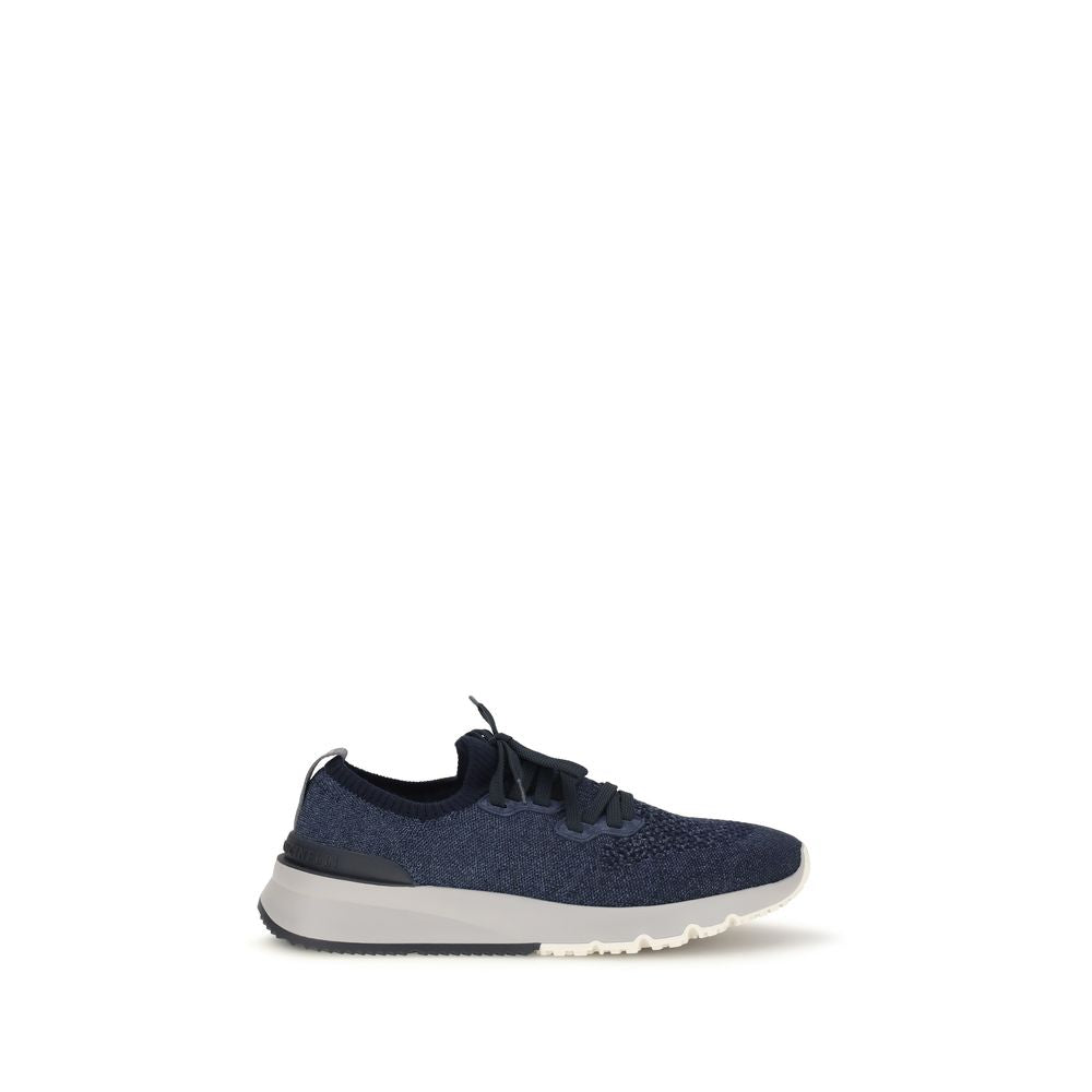 Brunello Cucinelli Blue Cotton Athletic Sneakers - Luxury Redefined