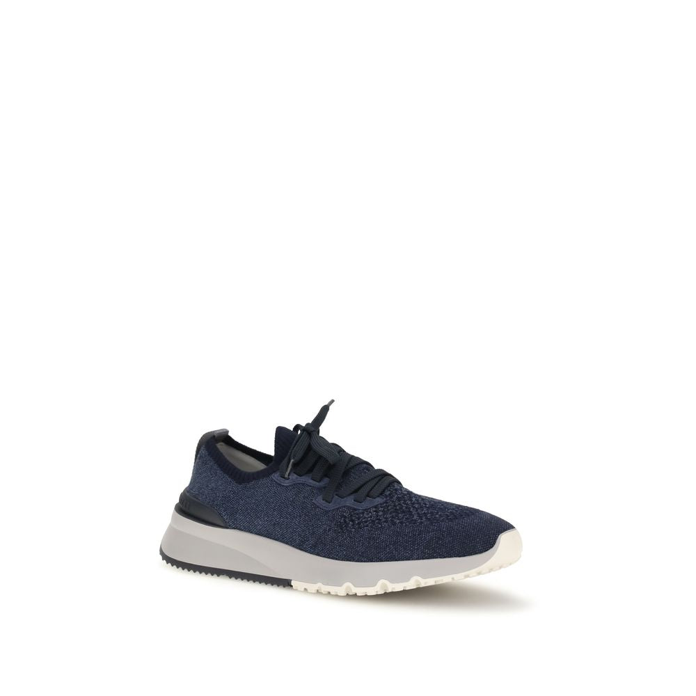Brunello Cucinelli Blue Cotton Athletic Sneakers - Luxury Redefined