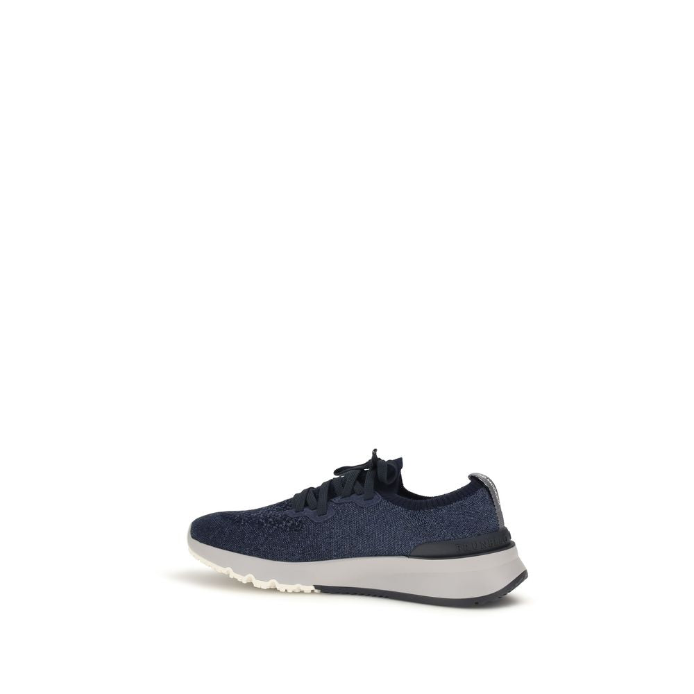 Brunello Cucinelli Blue Cotton Athletic Sneakers - Luxury Redefined