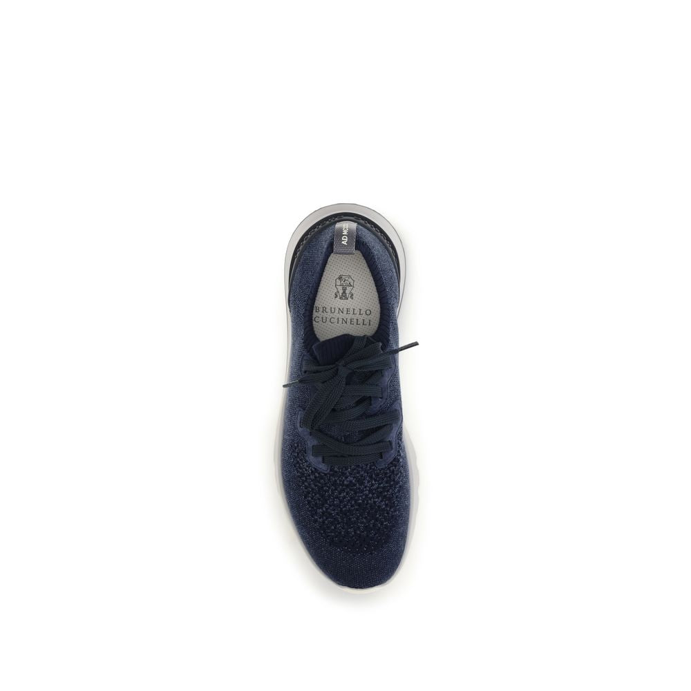 Brunello Cucinelli Blue Cotton Athletic Sneakers - Luxury Redefined