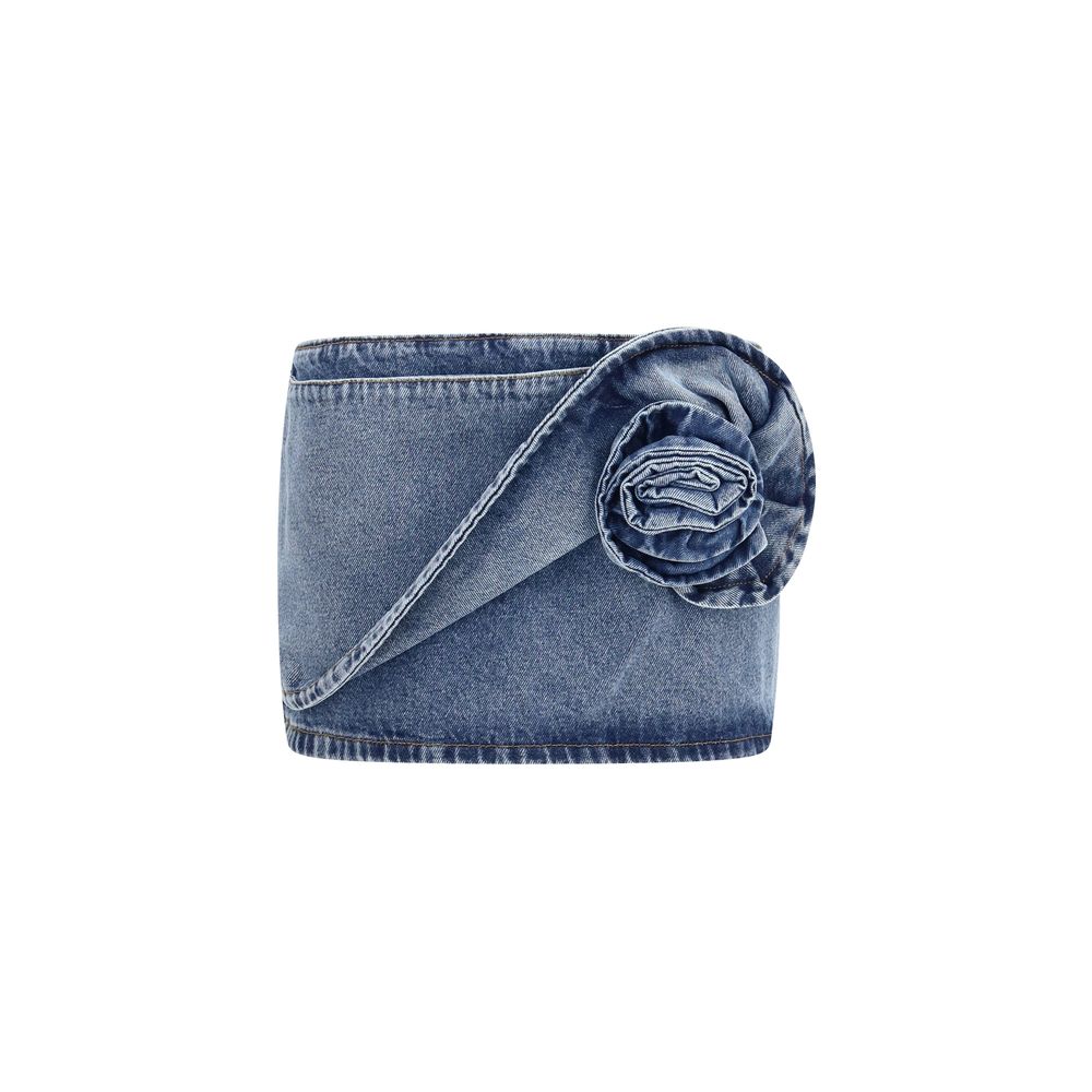 Magda Butrym Blue Cotton Mini Skirt – Artisanal Luxury Fashion
