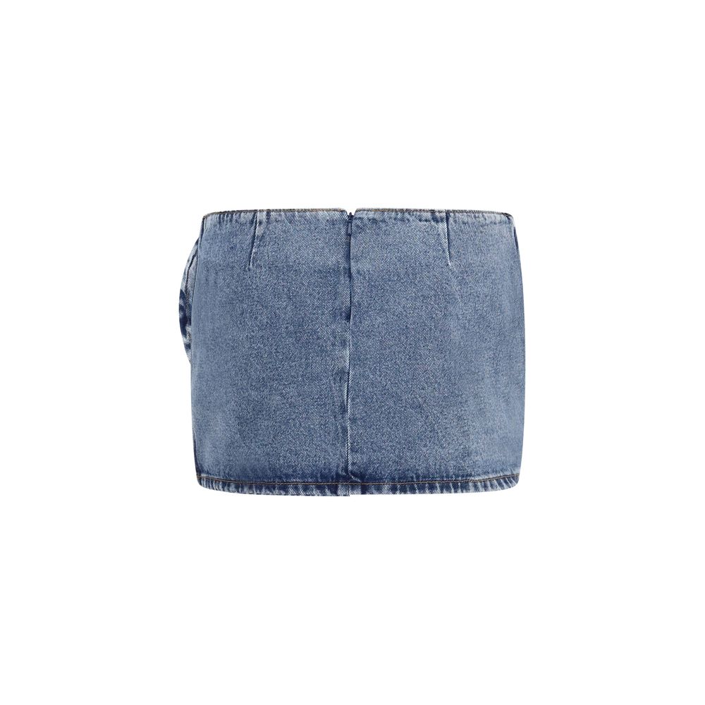 Magda Butrym Blue Cotton Mini Skirt – Artisanal Luxury Fashion