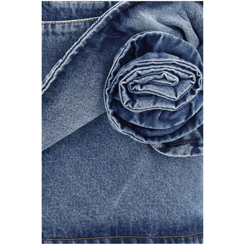 Magda Butrym Blue Cotton Mini Skirt – Artisanal Luxury Fashion