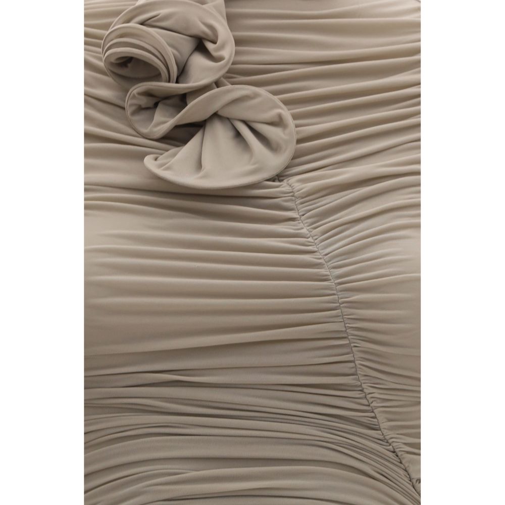 Magda Butrym Beige Copper Cocktail Dress - Sculptural Elegance