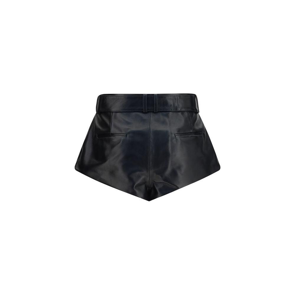Magda Butrym Black Lambskin Bermuda Shorts - Luxury Redefined