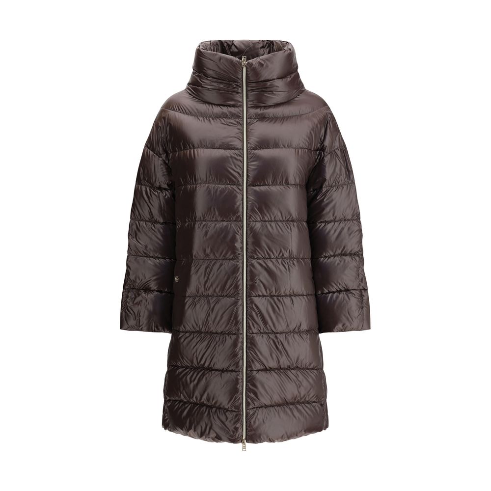 Elevate your wardrobe with the Herno Brown Polyester Full-Length Jacket, a masterpiece of luxurious design and comfort, perfect for the discerning individual.