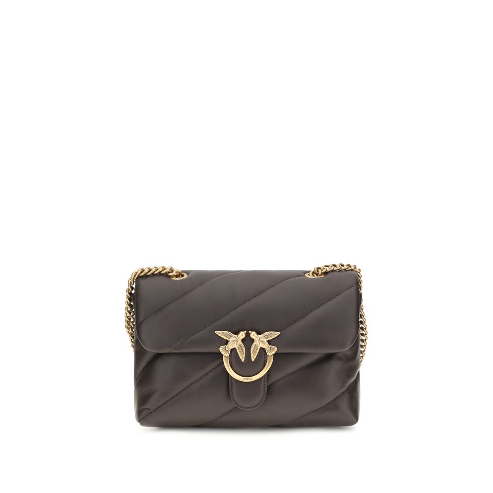 PINKO Brown Calf Leather Bos Taurus Shoulder Bag - Timeless Luxury