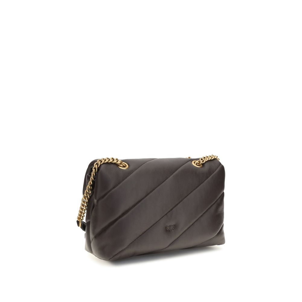 PINKO Brown Calf Leather Bos Taurus Shoulder Bag - Modern Luxury