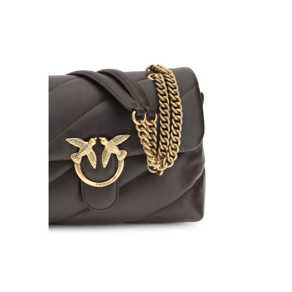 PINKO Brown Calf Leather Bos Taurus Shoulder Bag - Timeless Luxury