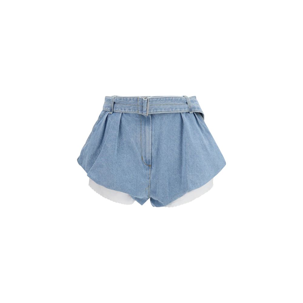 Elevate your wardrobe with Magda Butrym's Blue Cotton Bermuda Shorts, a sophisticated blend of high-rise denim and innovative design, perfect for the modern connoisseur.